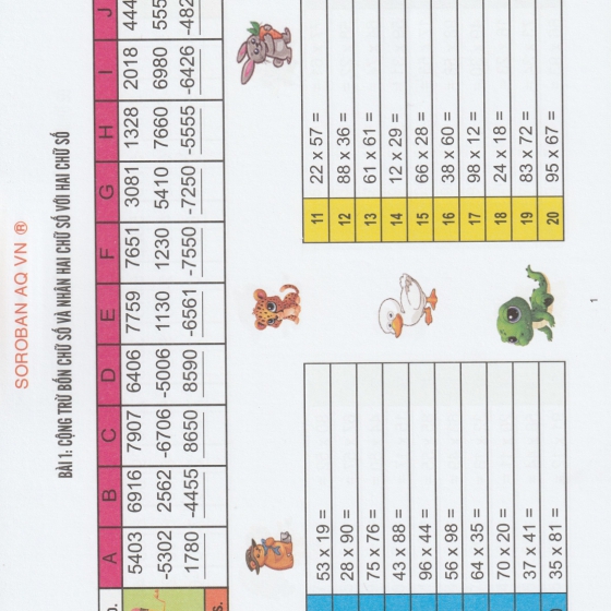 SÁCH SOROBAN DÀNH CHO HỌC SINH TIỂU HỌC